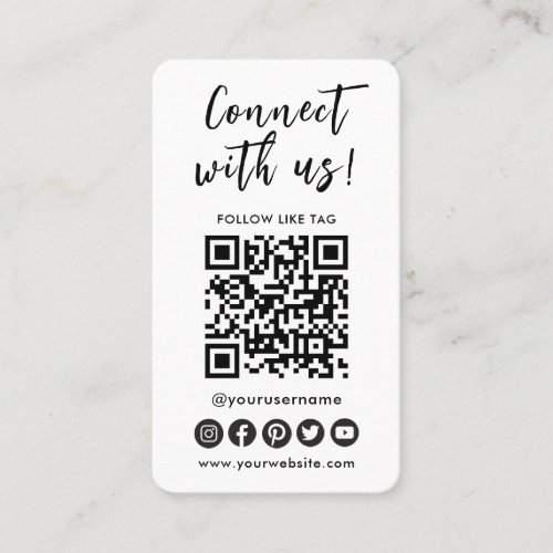 Connect With Us Social Media QR Code Logo Business Card