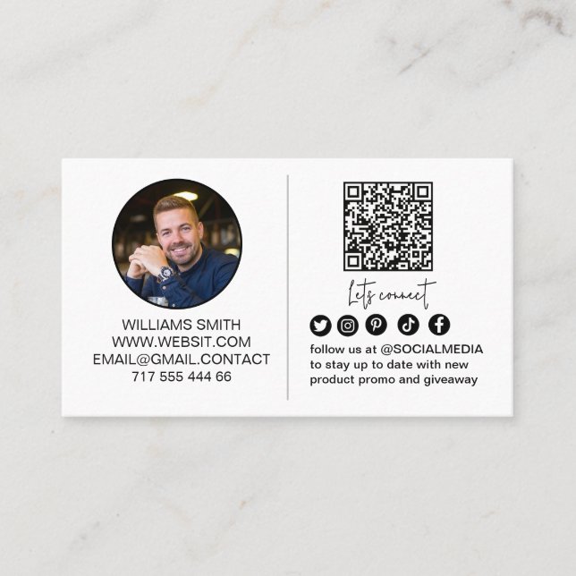 Connect with Us Social Media Qr Code Logo Business Card (Front)