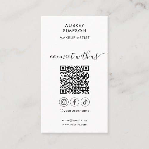 Connect With Us Social Media QR Code Logo Business Card