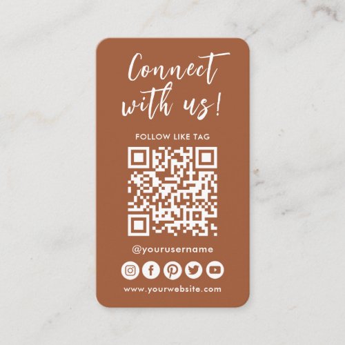 Connect With Us Social Media QR Code Logo Business Card