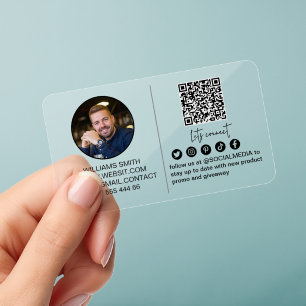 Connect with Us Social Media Qr Code Logo Business Clear Business Cards