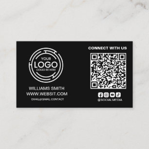 Connect with Us Social Media Qr Code Logo Simple Business Card