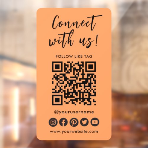 Connect With Us Social Media QR Code Logo Window Cling