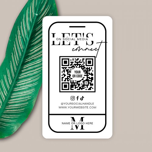 Connect With Us Social Media QR Code Minimalist Business Card
