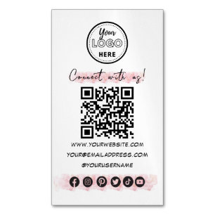 Connect With Us Social Media QR Code Minimalist Business Card Magnet