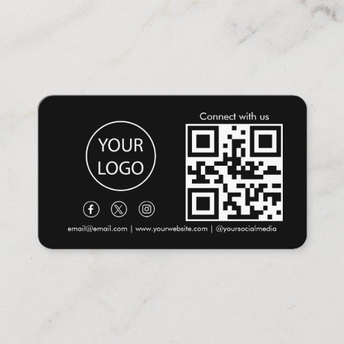 Connect with us Social Media QR Code Modern Business Card