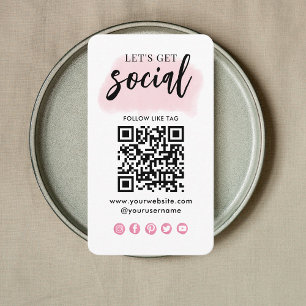 Connect With Us Social Media QR Code Modern Pink Enclosure Card