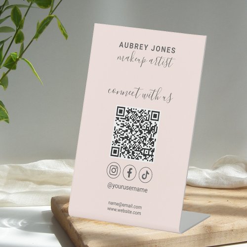 Connect with us Social Media Qr Code Pedestal Sign
