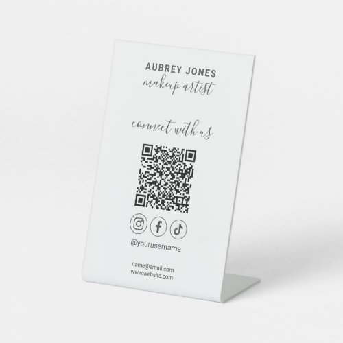 Connect with us Social Media Qr Code Pedestal Sign