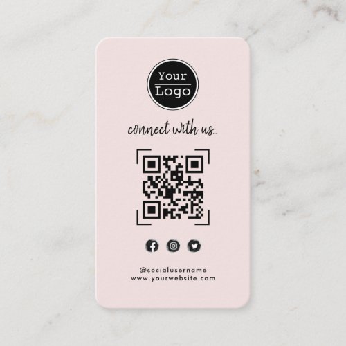 Connect with us  Social Media QR Code Pink Busine Business Card