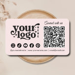 Connect With Us Social Media Qr Code Pink Business Card at Zazzle