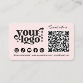 Connect with us Social Media QR Code Pink Business Card (Front)