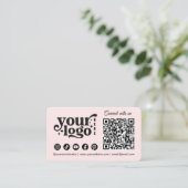Connect with us Social Media QR Code Pink Business Card (Standing Front)