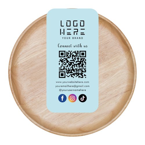 Connect With Us Social Media QR Code Soft Blue Business Card