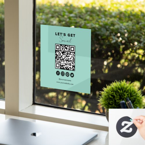 Connect With Us Social Media QR Code Summer Blue Window Cling