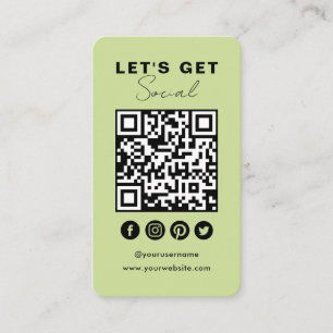 Connect With Us Social Media QR Code Summer Green Business Card