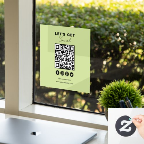 Connect With Us Social Media QR Code Summer Green Window Cling