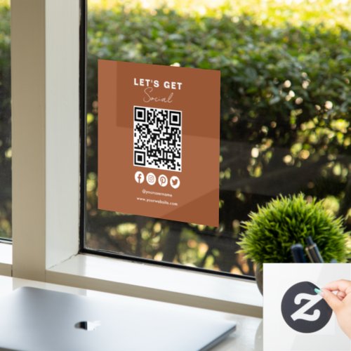 Connect With Us Social Media QR Code Terracotta Window Cling