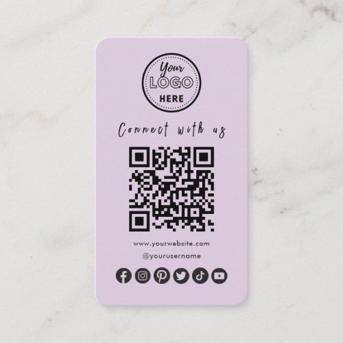 Connect With Us Social Media QR Code Trendy Purple Business Card