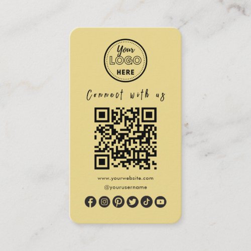 Connect With Us Social Media QR Code Trendy Yellew Business Card