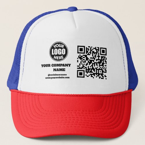 Connect with us  Social Media QR Code White Busin Trucker Hat