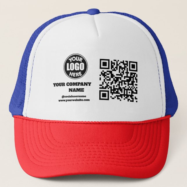 Connect with us | Social Media QR Code White Busin Trucker Hat (Front)