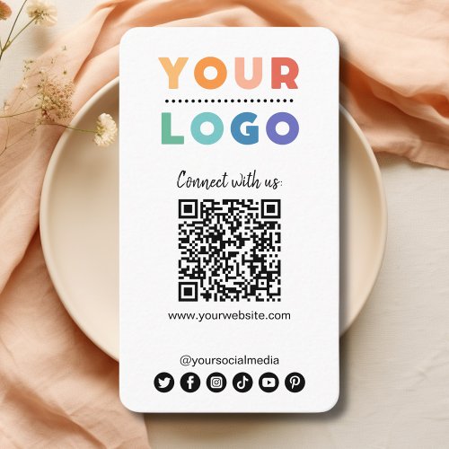 Connect with us Social Media QR Code White Business Card