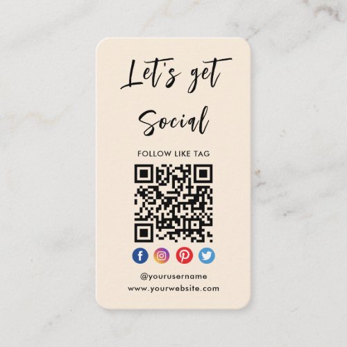 Connect With Us Social Media Terracotta Qr Code Business Card