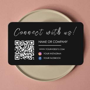 Connect with us Website Qr Code Social Media Black Business Card