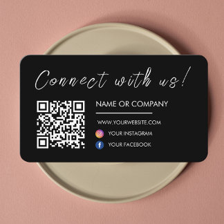 Connect with us Website Qr Code Social Media Black Business Card