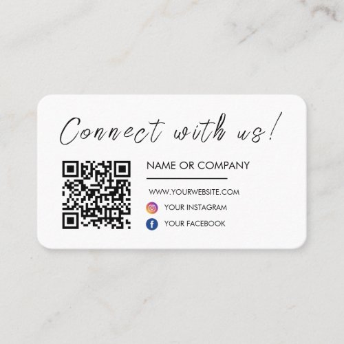 Connect with us Website Qr Code Social Media White Business Card