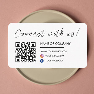Connect with us Website Qr Code Social Media White Business Card