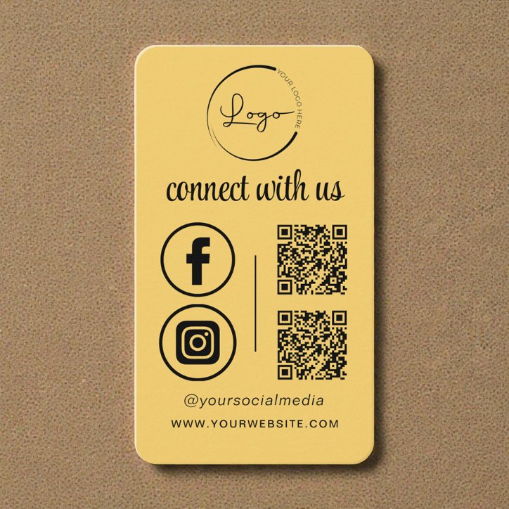 Connect With Us Yellow QR Code Business Card