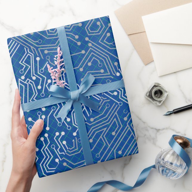 Connected Circuit A.b Blue BG Wrapping Paper (Gifting)
