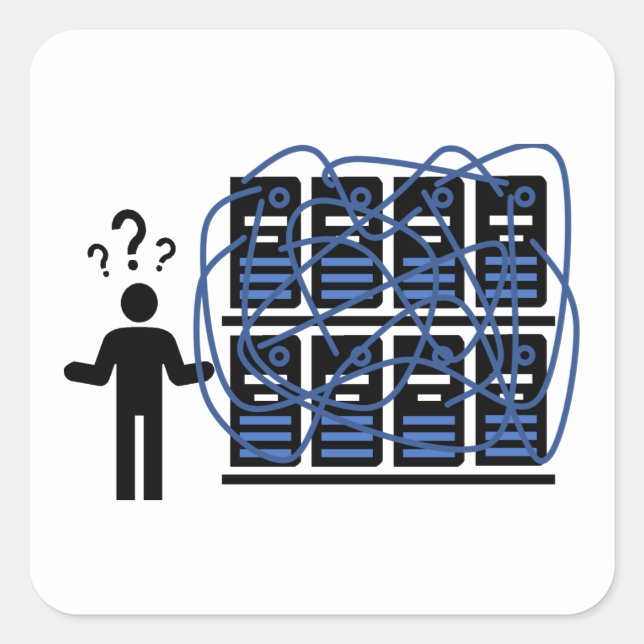 Connected data center with confused IT Square Sticker (Front)