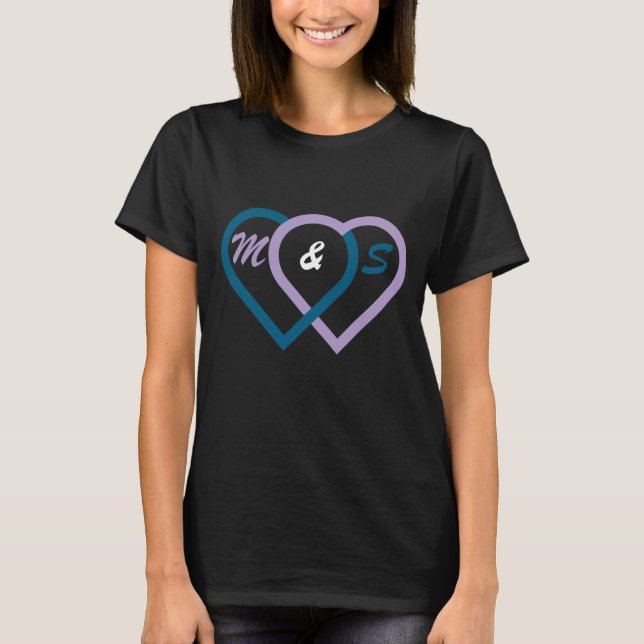 Connected hearts. Letters can be customized  T-Shirt (Front)