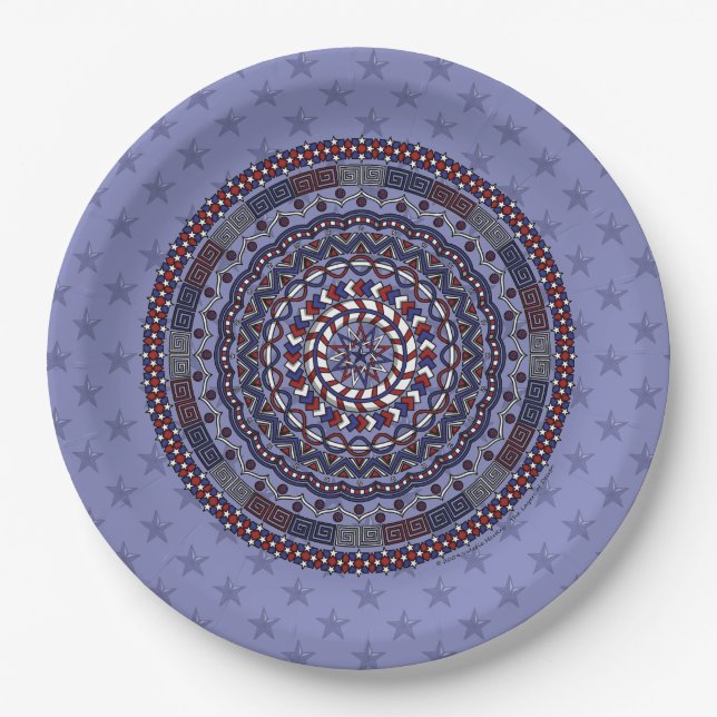 Connected Independence Day Paper Plate (Front)