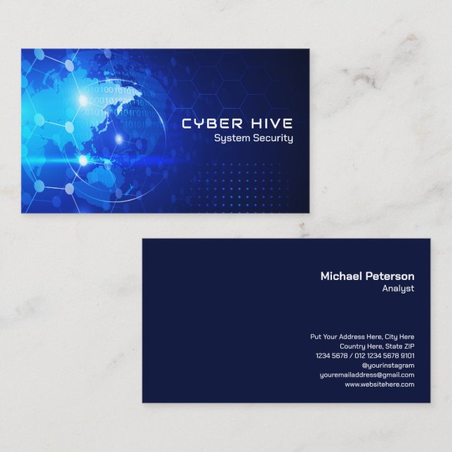 Connected Lines and Dots | Modern Futuristic Business Card (Front/Back)