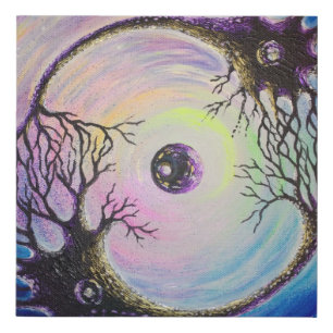 Connected neurons faux canvas print