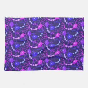 Connected Neurons Neon Purple Kitchen Towel