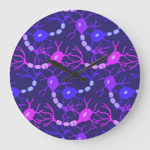 Connected Neurons Neon Purple Large Clock