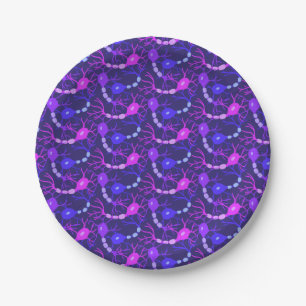 Connected Neurons Neon Purple Paper Plates