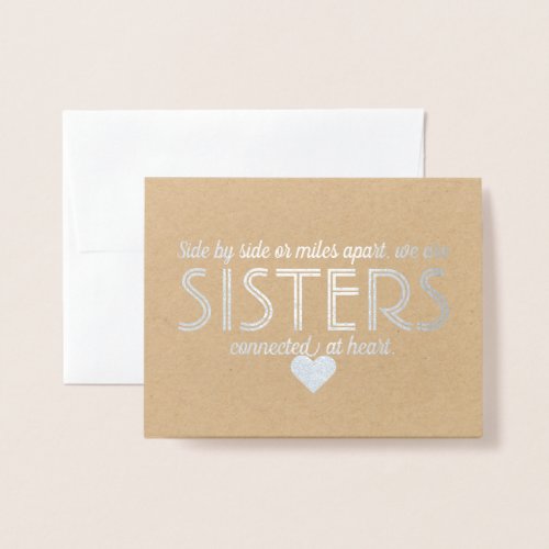 Connected Sisters Fun Bridesmaid or Maid of Honor Foil Card