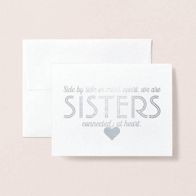 Connected Sisters Fun Bridesmaid or Maid of Honor Foil Card (Front With Envelope)