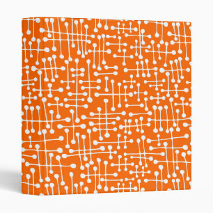 Connected Spots (1in) White on Orange 3 Ring Binder