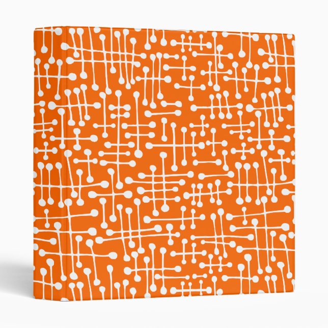 Connected Spots (1in) White on Orange 3 Ring Binder (Front/Spine)