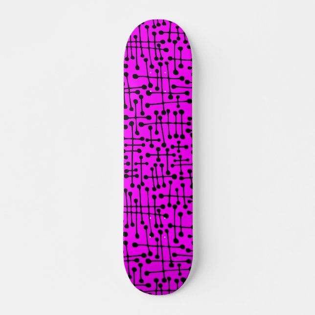 Connected Spots - Black on Magenta Skateboard (Front)