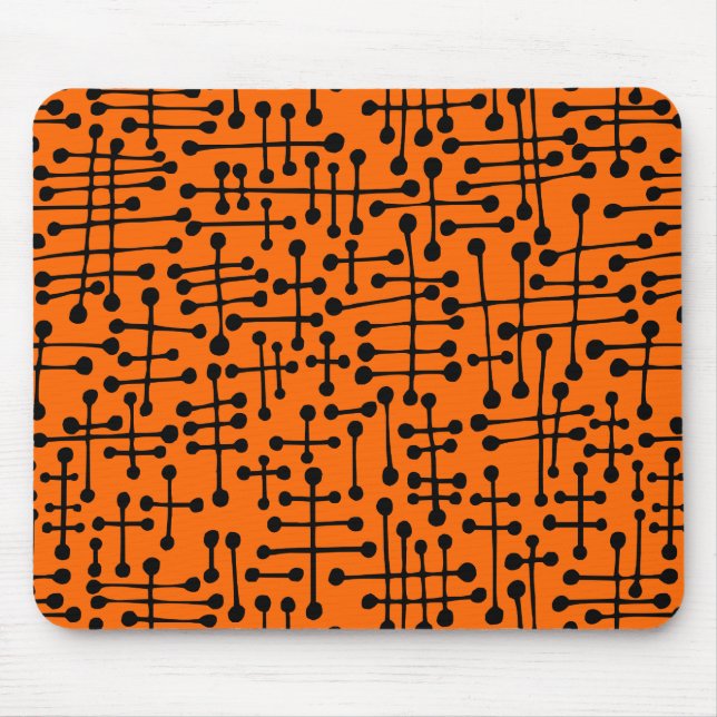 Connected Spots - Black on Orange Mouse Pad (Front)