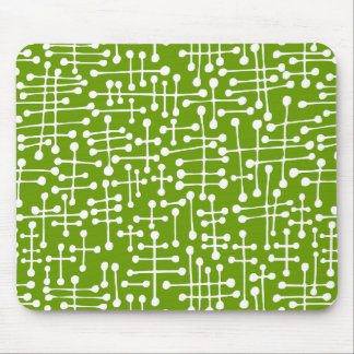 Connected Spots - White on Avocado Mouse Pad