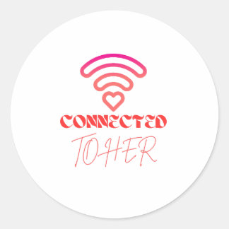  Connected to Her WiFi Heart Design Round Sticker